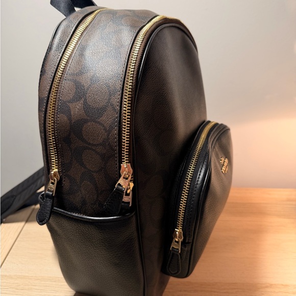 Coach Women's Court Backpack in Signature Canvas - Brown/Black - Picture 3 of 8